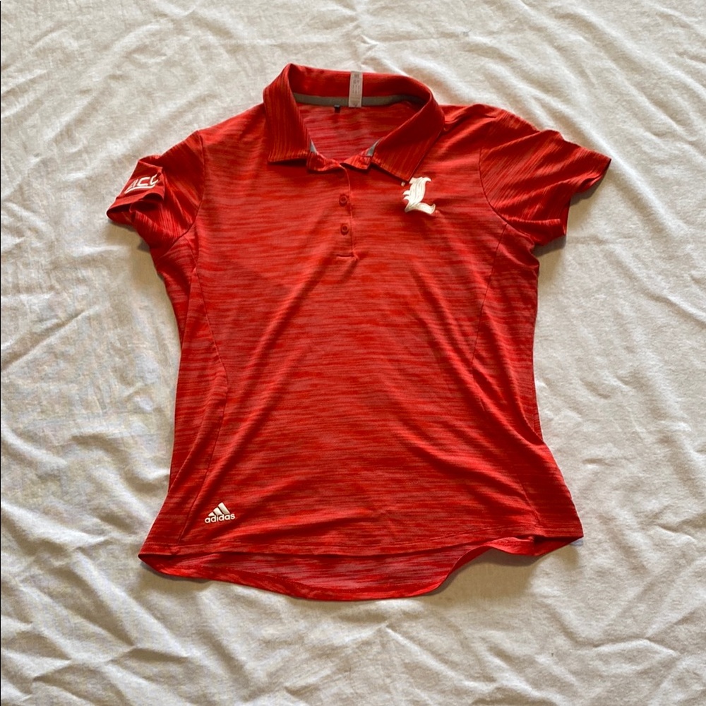 Adidas Women's Red Polo Shirt Medium